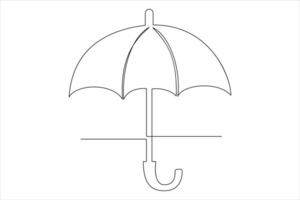 Continuous single line drawing of umbrella abstract umbrella line art illustration vector