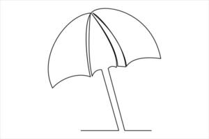 Continuous single line drawing of umbrella abstract umbrella line art illustration vector