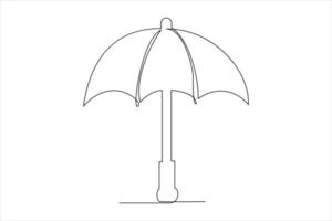 Continuous single line drawing of umbrella abstract umbrella line art illustration vector