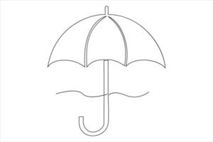 Continuous single line drawing of umbrella abstract umbrella line art illustration vector