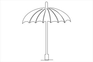 Continuous single line drawing of umbrella abstract umbrella line art illustration vector