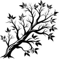 un árbol rama silueta con negro hoja vector