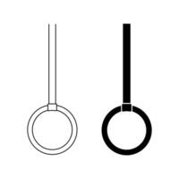 outline silhouette gymnastic rings icon set isolated on white background vector