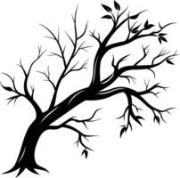A tree branch silhouette with black leaf vector