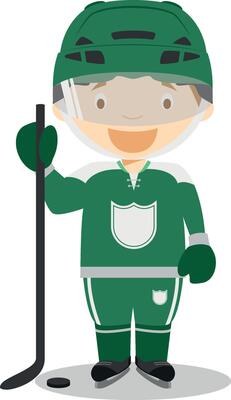 Sports cartoon illustrations. Ice Hockey