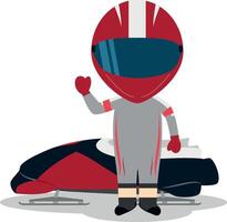 Sports cartoon illustrations. Bobsleigh vector