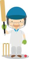 Sports cartoon illustrations. Cricket vector