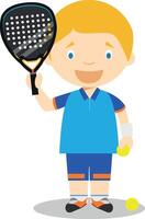 Deportes dibujos animados ilustraciones. paleta tenis vector