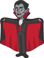 Vampire with cape cartoon drawing vector