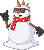 Punk snowman character cartoon drawing vector