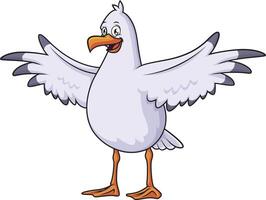 Excited seagull bird cartoon drawing vector