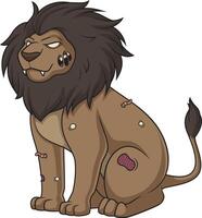 Creepy zombie lion cartoon drawing vector