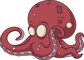 Creepy zombie octopus cartoon drawing vector