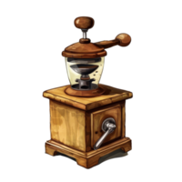 Nostalgic Aromas Embrace Tradition with a Retro Coffee Grinder and Machine png