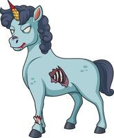 Creepy zombie unicorn cartoon drawing vector