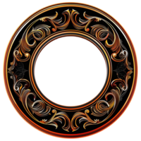 Opulent Beauty Stylish Circular Frame with Royal Gold and Floral Intricacies png