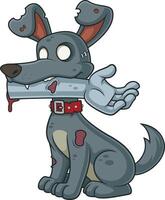 Creepy zombie dog cartoon drawing vector