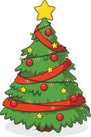 Awesome christmas tree cartoon drawing vector