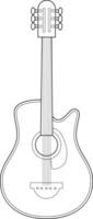 fácil colorante dibujos animados ilustración de un acústico guitarra aislado en blanco antecedentes vector
