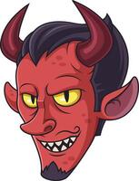 Red devil head cartoon drawing vector