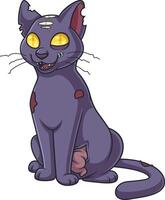 Creepy zombie cat cartoon drawing vector