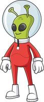 verde extraterrestre en uniforme dibujos animados dibujo vector