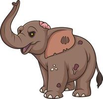 Creepy zombie elephant cartoon drawing vector