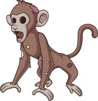 Creepy zombie monkey cartoon drawing vector