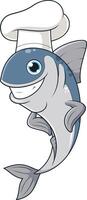 Sardine fish chef cartoon drawing vector