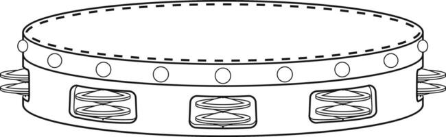 Easy coloring cartoon illustration of a tambourine isolated on white background vector