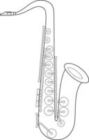 Easy coloring cartoon illustration of a saxophone isolated on white background vector