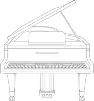 Easy coloring cartoon illustration of a grand piano isolated on white background vector