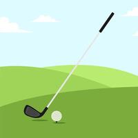 golf club y pelota en tee ilustración vector