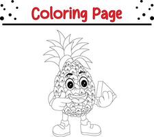 fruit cartoon character coloring page. coloring book for kids. vector