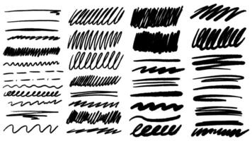 Graffiti squiggle underline marker. Hand drawn pencil lines and squiggles set. Scratchy strokes with rough edges. Horizontal wavy strokes collection. vector
