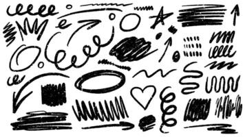 Graffiti squiggle doodle. Charcoal graffiti abstact shapes and curves collection. Hand drawn scribbles, creative various shapes. All elements isolated. vector