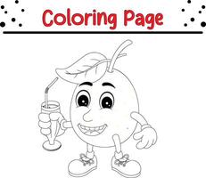 fruit cartoon character coloring page. coloring book for kids. vector