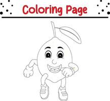 Fruta dibujos animados personaje colorante página. colorante libro para niños. vector