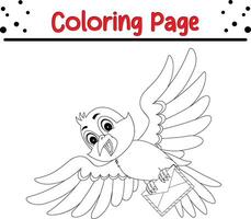 linda pájaro colorante libro página para niños vector