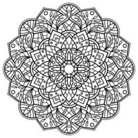 floral mandala con línea, circular forma, dibujo con botánico tema, colorante libro página vector