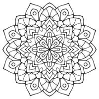 floral mandala con línea, circular forma, dibujo con natural tema, colorante libro página vector