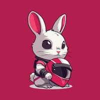 rabbit racer cute cartoon illustrations vector