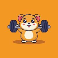 hamster gym cute cartoon illustrations vector