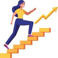 woman runs up the stairs- vector