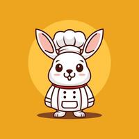 Conejo cocinero linda dibujos animados ilustraciones vector