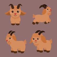 cute goat cartoon set illustration vector