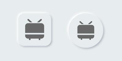 Television solid icon in neomorphic design style. Retro tv signs illustration. vector