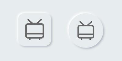 Television line icon in neomorphic design style. Retro tv signs illustration. vector