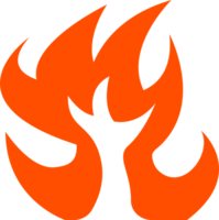 Hot burning fire icon illustration. png