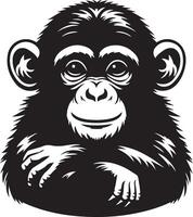 Chimpanzee silhouette illustration. vector